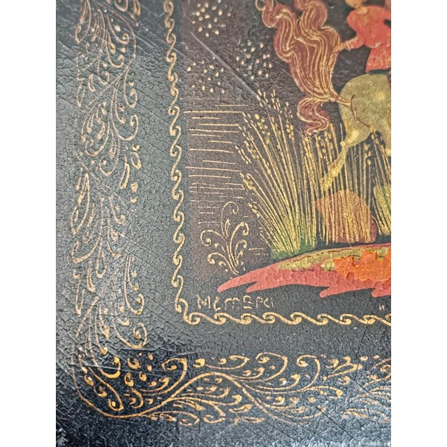 Vintage Hand Painted Lacquerware Palekh Miniature Table Box With Receipt From Prior Sale in 1990s For Sale - Image 17 of 17