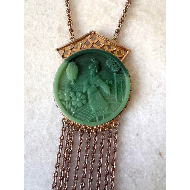 Asian MCM Asian Inspired Gold Tone, Pendant, Neck Necklace For Sale - Image 3 of 4
