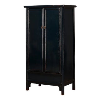 Teal Lacquer Tall Tapered Cabinet, 1920s For Sale