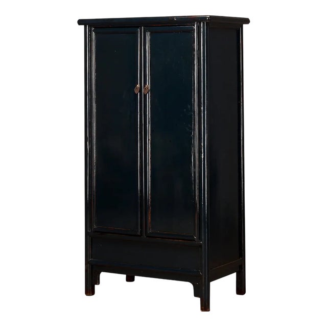 Teal Lacquer Tall Tapered Cabinet, 1920s For Sale