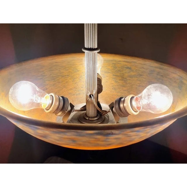 Blue French Art Deco Hanging Lamp For Sale - Image 8 of 12