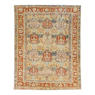 1920s Antique Persian Bakhtiari Wool Rug With a Tan Color and Allover Pattern For Sale