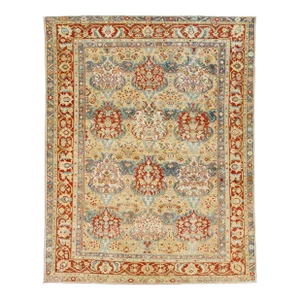 1920s Antique Persian Bakhtiari Wool Rug With a Tan Color and Allover Pattern