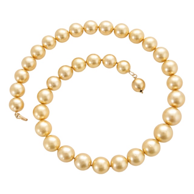 South Sea Golden Pearls Necklace With 14k Gold Clasp For Sale