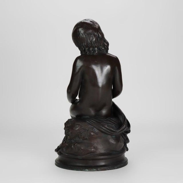 Metal Antique Classical Bronze Sculpture of a Young Girl by L. V. E. Robert C1847 For Sale - Image 7 of 14
