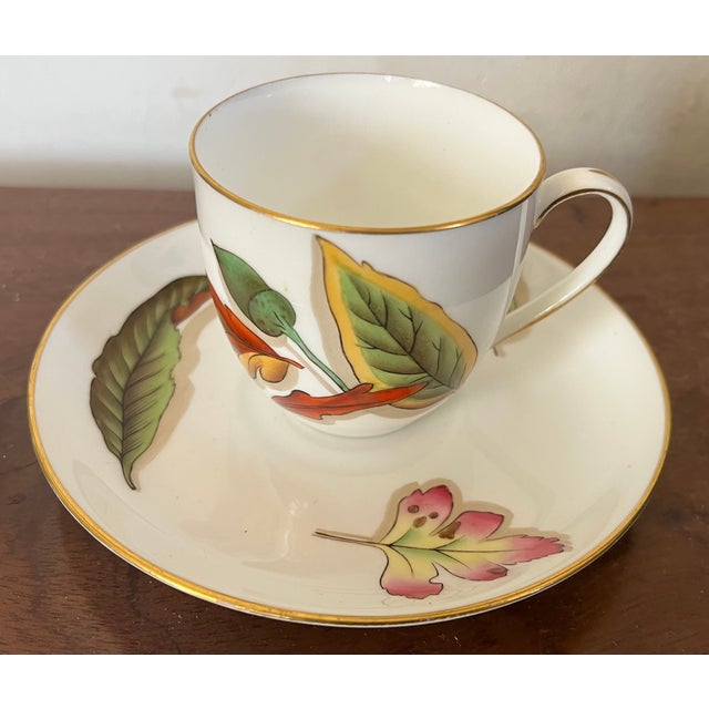 Antique 19th Century Wedgwood China Porcelain Hand Painted Tea Cup & Saucer in the Shadow Leaf Pattern For Sale - Image 9 of 18