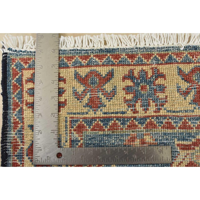 Kazak Rug 2’1” X 3’5” Blue Wool Tribal Hand-Knotted Oriental Carpet For Sale - Image 9 of 9
