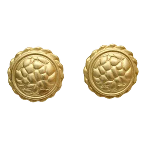 1970s Givenchy Vintage Large Matte Gold Plate Textured Modernist Earrings, 2 Pieces