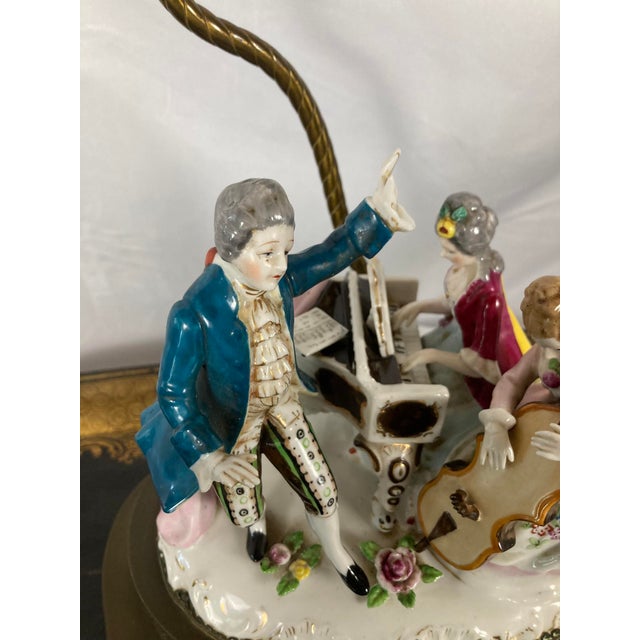 Vintage Musical Continental Porcelain Figurine Group Lamp Dresden Style For Sale - Image 14 of 17