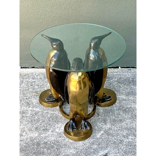 Vintage Bronze and Brass Penguin Table After Joseph D’aste For Sale - Image 10 of 12