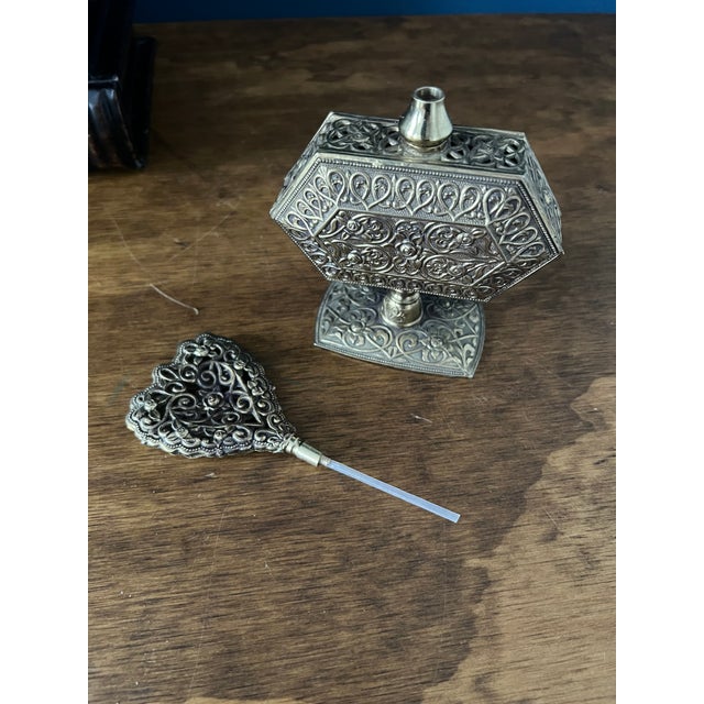 Vintage Ornate Brass Perfume Bottle For Sale - Image 10 of 12