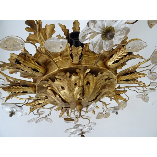 Flush Mount Maison Baguès Crystal Flowers Leaves Chandelier 15 Lights No.2 For Sale - Image 9 of 11