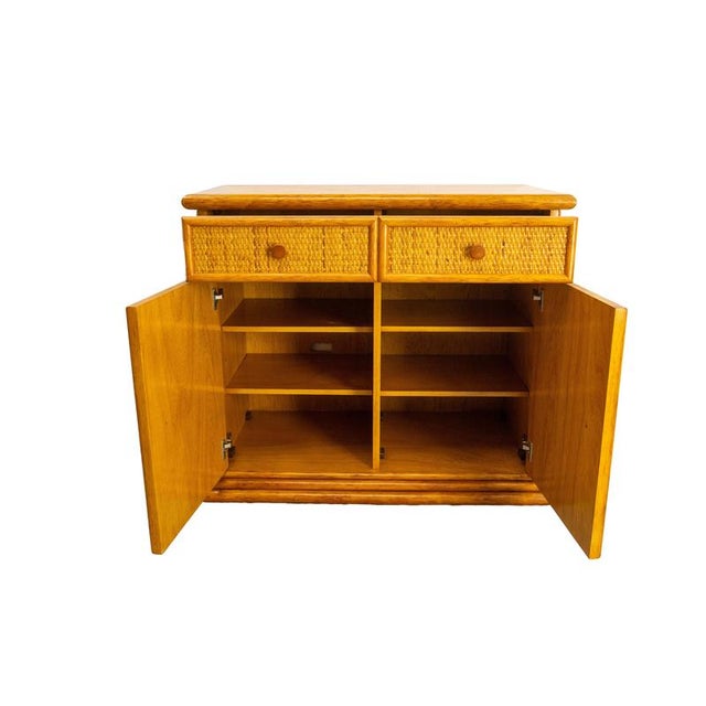 French Rattan & Elm Buffet Cabinet, 1970s For Sale - Image 10 of 13