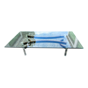 1980s Vintage Minimalist Lucite With Brentwood Glass Top Coffee Table