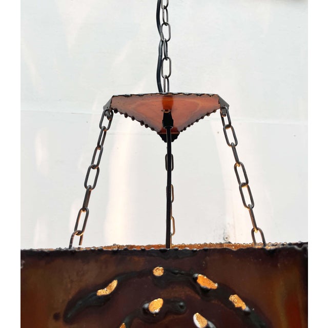 Mid-Century Modern Brutalist French Copper and Glass Pendant Lamp from Accolay, 1960s For Sale - Image 16 of 18