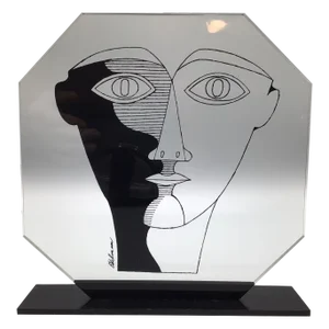 1960s Original Edelman Design Studios “Suspended Face” Art by Merle J. Edelman