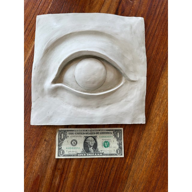 Vintage 1970’s Plaster Eye Sculpture Wall Plaque For Sale - Image 12 of 13