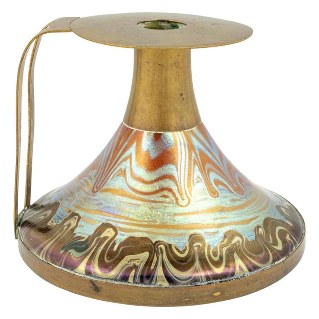 Glass Art Noveau Austrian Colorful Candlestick in Glass from Johann Loetz Witwe, 1900s For Sale - Image 7 of 8