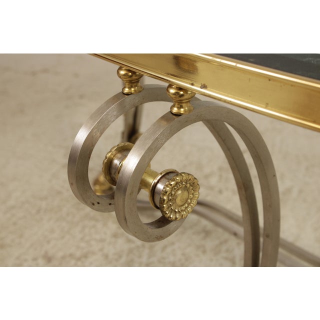 Metal Labarge Regency Brass & Steel Glass Top Coffee Table For Sale - Image 7 of 13