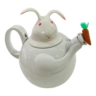 Vintage Easter Decor - Copco Bunny Rabbit Whistling Tea Kettle by Sculptor Jordan Steckel For Sale