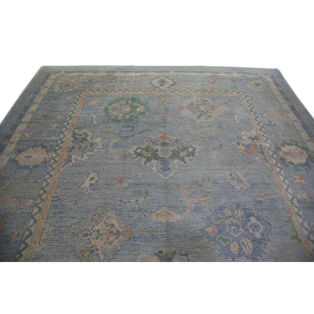 Turkish Oriental Hand Knotted Rug Turkish Oushak 9'1" x 12'4" For Sale - Image 3 of 5