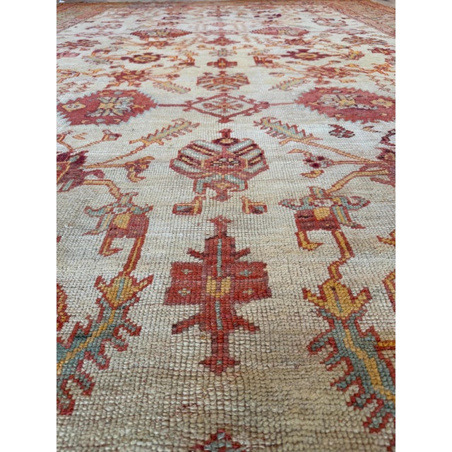 Late 19th Century Turkish Oushak Rug Soft Ivory Field, Terracotta & Gold Tones For Sale - Image 12 of 18