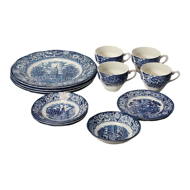 1970s Wedgwood Liberty Blue Collection - 14 Pieces For Sale