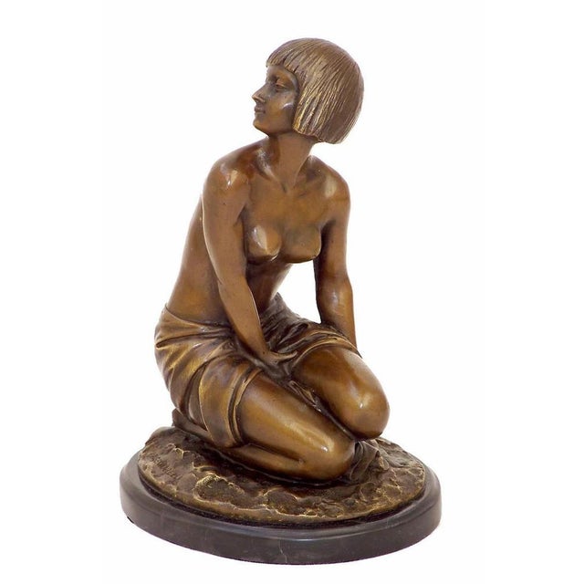 Art Deco Nude Sculpture, Patinated Bronze For Sale - Image 5 of 6