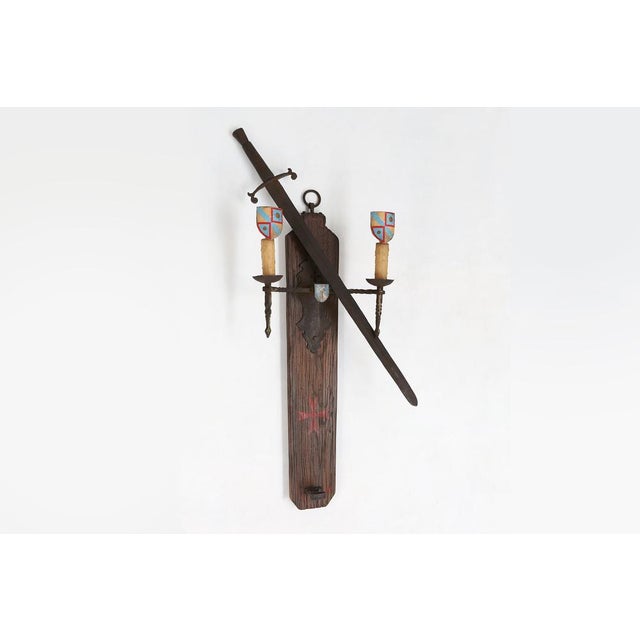 Large Wall Lamp with Sword, 1950s For Sale - Image 4 of 15