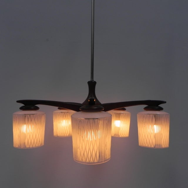 Vintage Hanging Lamp with Glass Shades, 1960s For Sale - Image 13 of 18