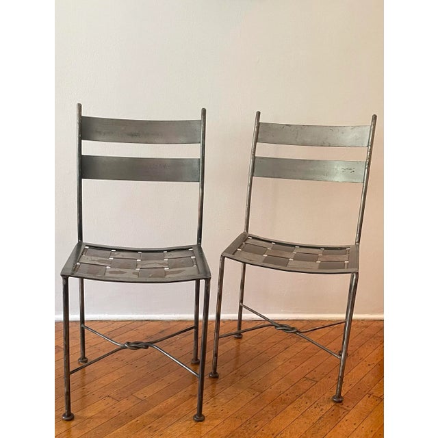 Industrial Pair Artisan 1960s Iron Patio Chairs For Sale - Image 3 of 13