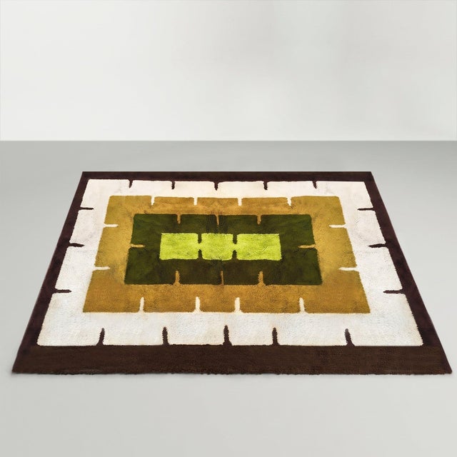 Mid-Century Modern Space Age Geometric Rug in Wool, Italy, 1970s For Sale - Image 3 of 14
