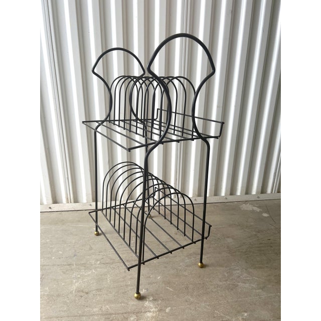 Vintage Mid-Century Modern Atomic Arched Standing Record Stand | Chairish