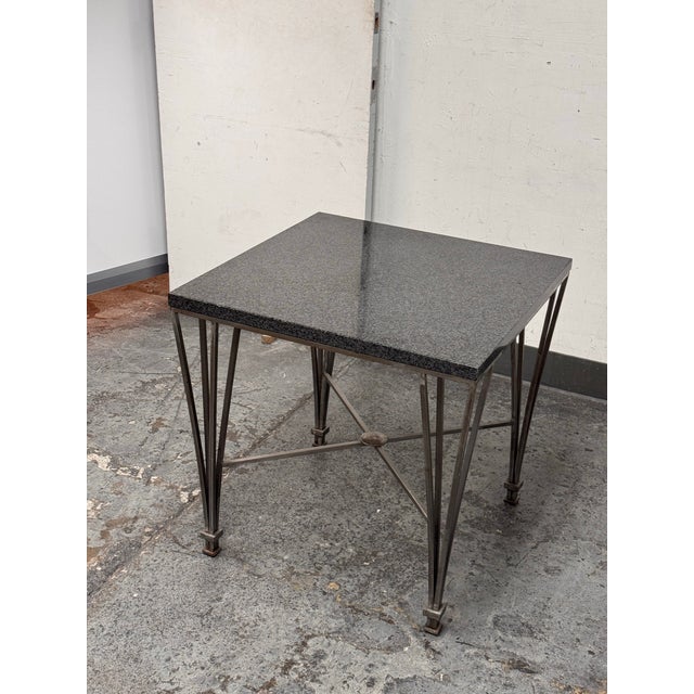 Postmodern Post Modern Granite + Steel Table For Sale - Image 3 of 12