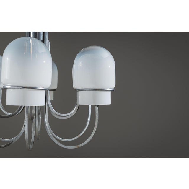 Vintage Chandelier with Six Misty Glass Shades by Gaetano Sciolari, 1960s For Sale - Image 10 of 18