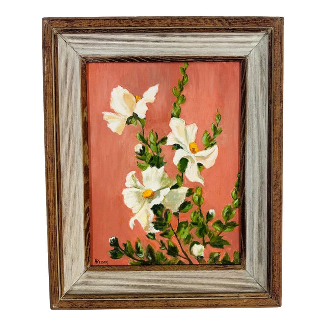Vintage Floral Painting, Framed For Sale