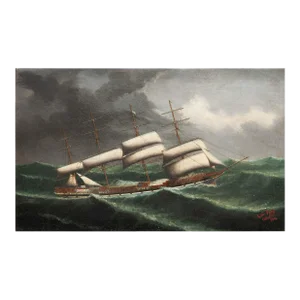 China Trade Nautical Painting of Sailing Ship by Lai Fong of Calcutta Ca. 1900