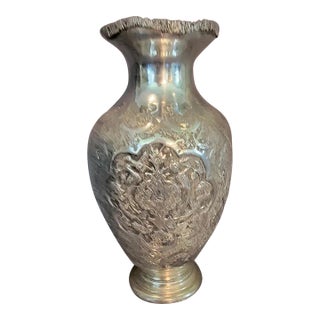 Antique Early 1900s Silver Plated Persian Vase For Sale