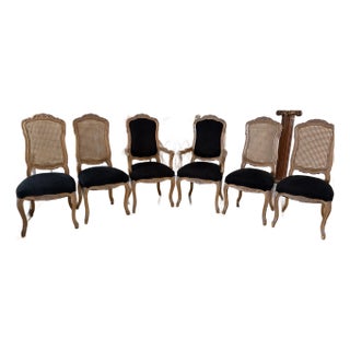 Dining Table With Set of 6 Country French Style Dining Chairs For Sale