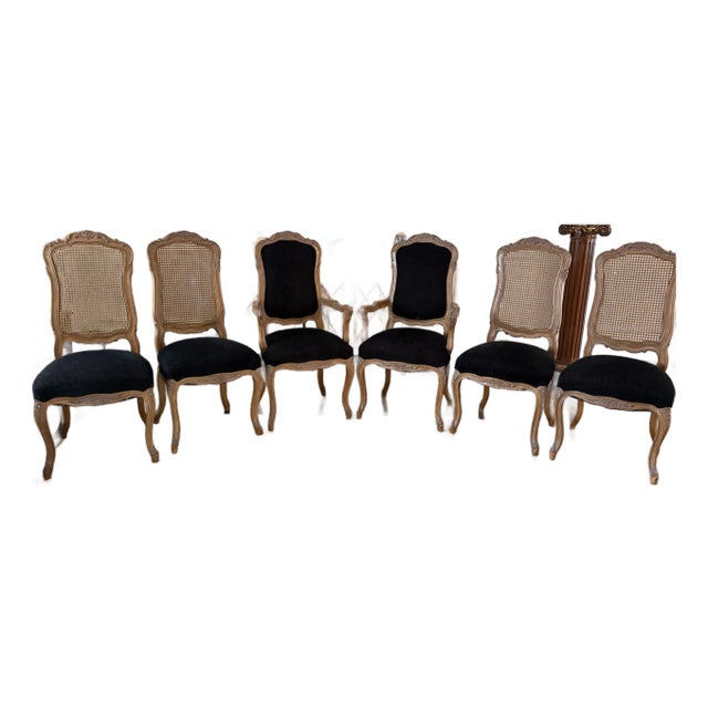 Dining Table With Set of 6 Country French Style Dining Chairs For Sale