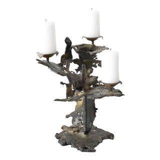 Vintage Brutalist Candleholder, 1960s For Sale