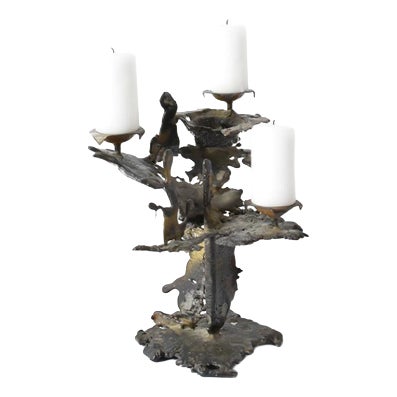 Vintage Brutalist Candleholder, 1960s For Sale