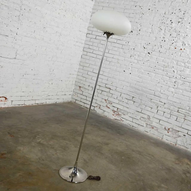 Mid 20th Century Mid 20th Century Mid-Century Modern Floor Lamp Chrome With Frosted Glass Mushroom Globe by Laurel Lamp Co. For Sale - Image 5 of 13