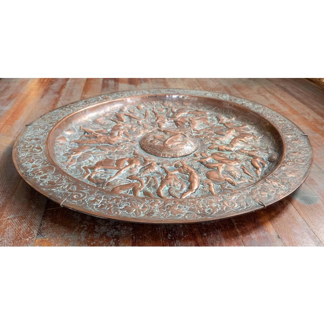 19th Century Large Copper Electrotype Charger "Battle of the Amazons" by Elkington & Co. For Sale In New York - Image 6 of 16