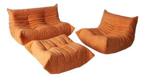 Vintage Orange Living Room Set by Michel Ducaroy for Ligne Roset, 1970s, Set of 3