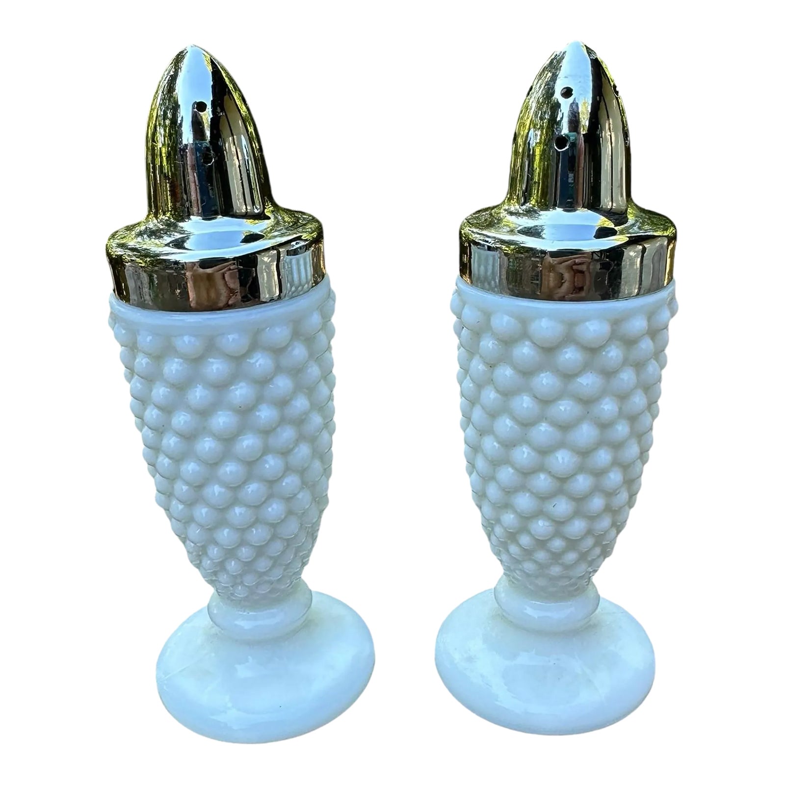 1970s White Milk Glass Salt & Pepper Shakers- a Pair | Chairish