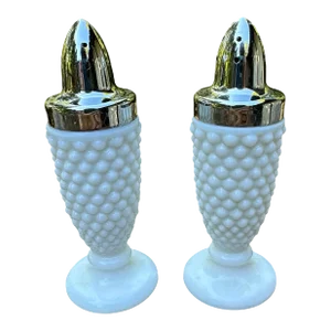 1970s White Milk Glass Salt & Pepper Shakers- a Pair