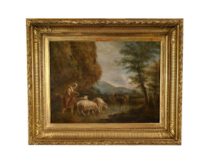 French School Artist, Landscape, Early 1800s, Oil on Wood, Framed