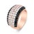 Haus of Brilliance 18K Rose Gold 2 1/5 Cttw Black and White Diamond 6 Row Band Ring (F-G and Black Color, VS1-VS2 Clarity) - Ring Size 7 For Sale - Image 4 of 6