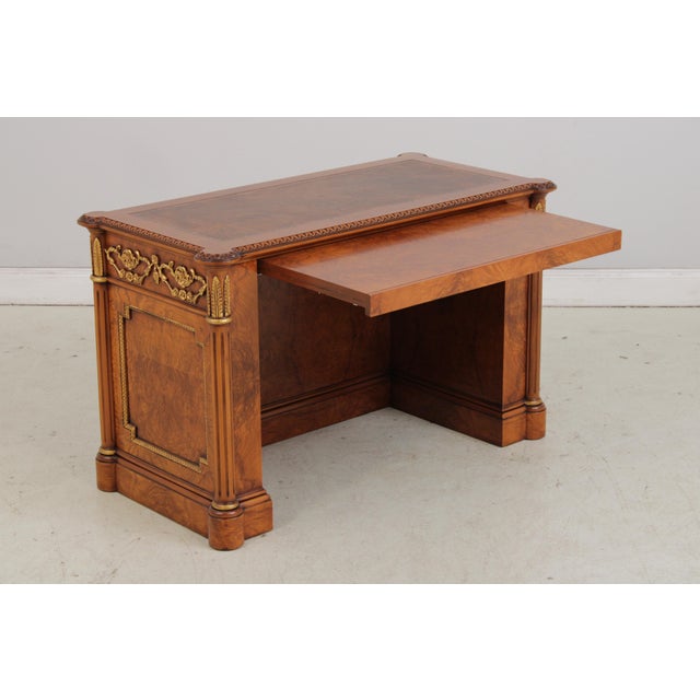 1990s Francesco Molon Leather Top Office Writing Desk Computer Credenza For Sale - Image 5 of 18